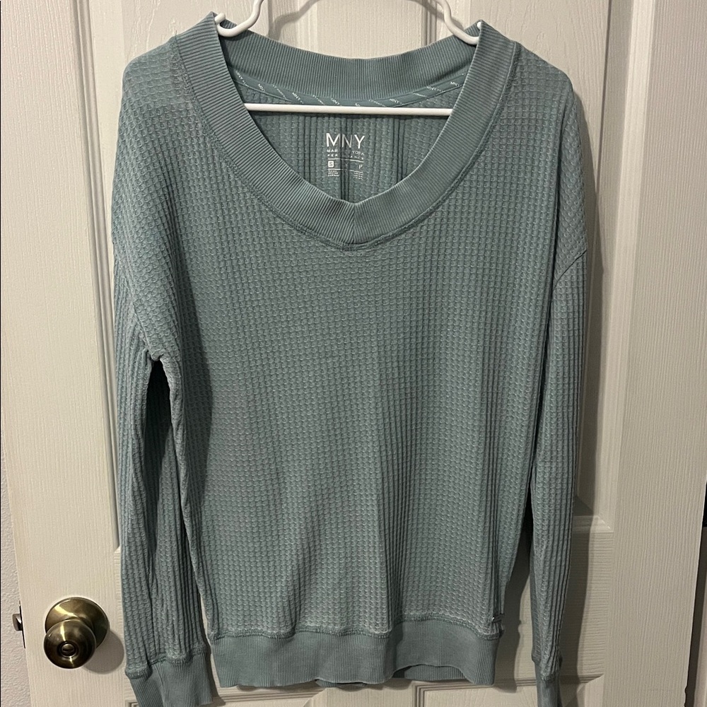 Marc New York Seafoam Waffle Knit V-Neck Pullover